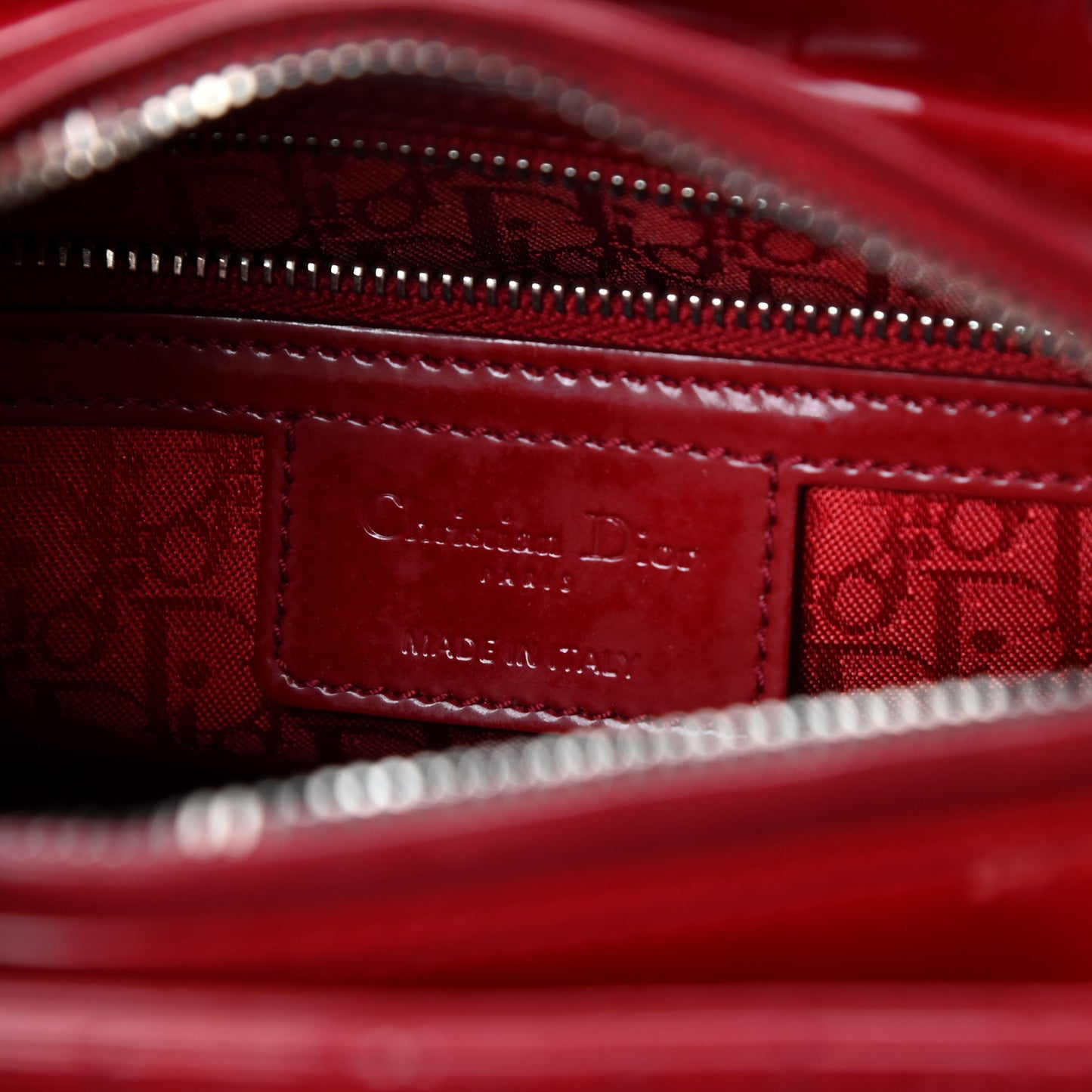 Patent Cannage Medium Lady Dior Red