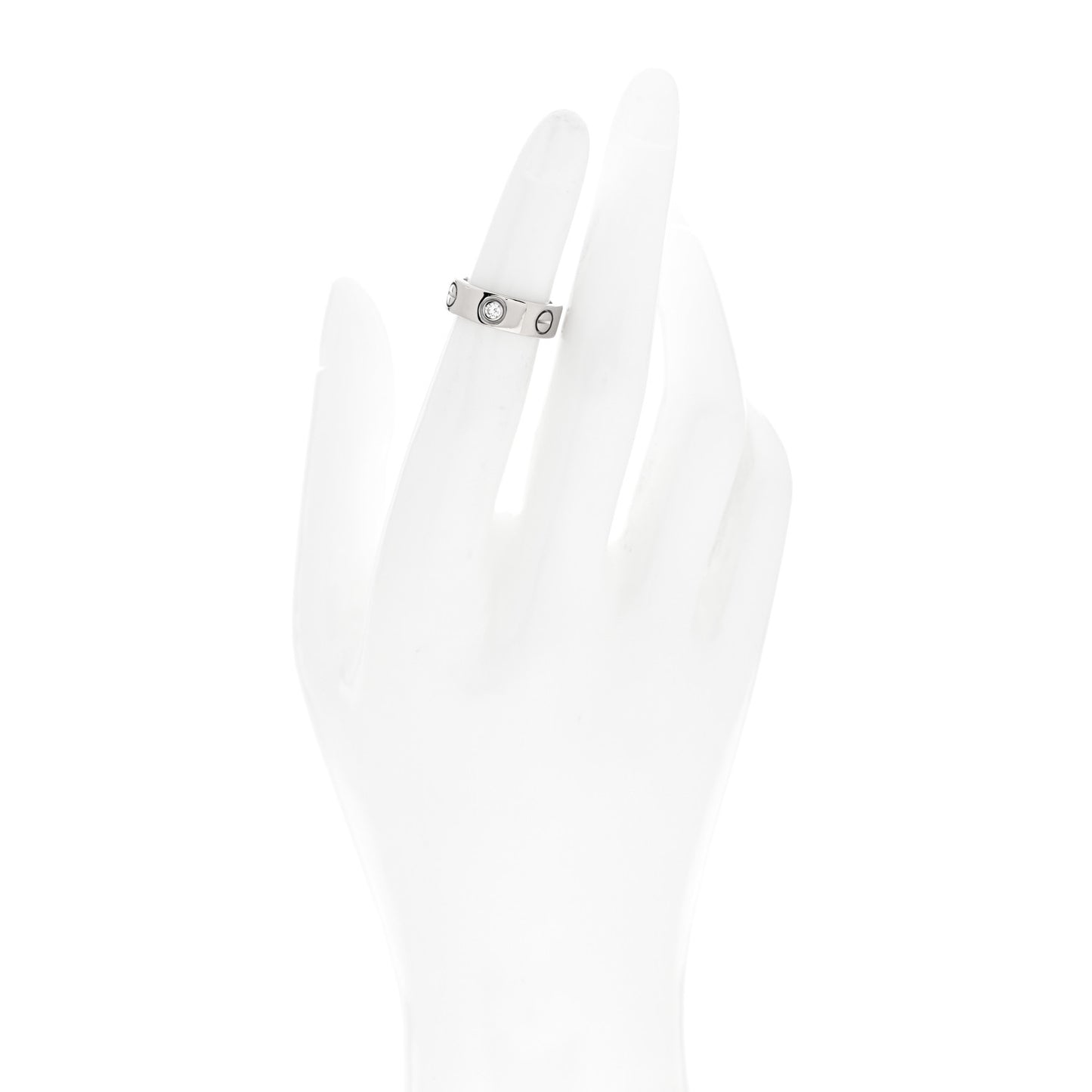 18K White Gold 3 Diamond 5.5mm LOVE Ring 46 3.75