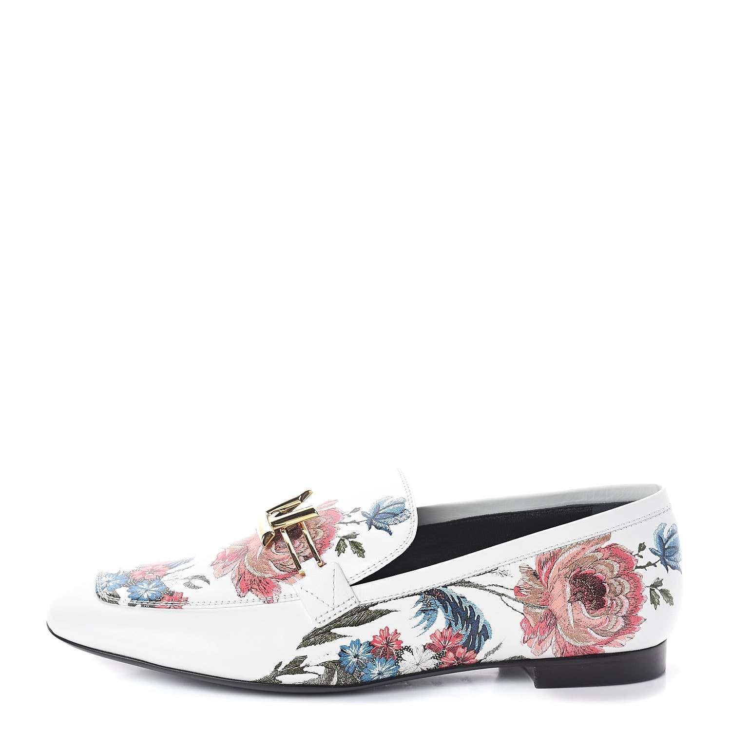 Louis Vuitton Calfskin Upper Case Flat Flowers Loafer 38 White Multicolor 1 of 7