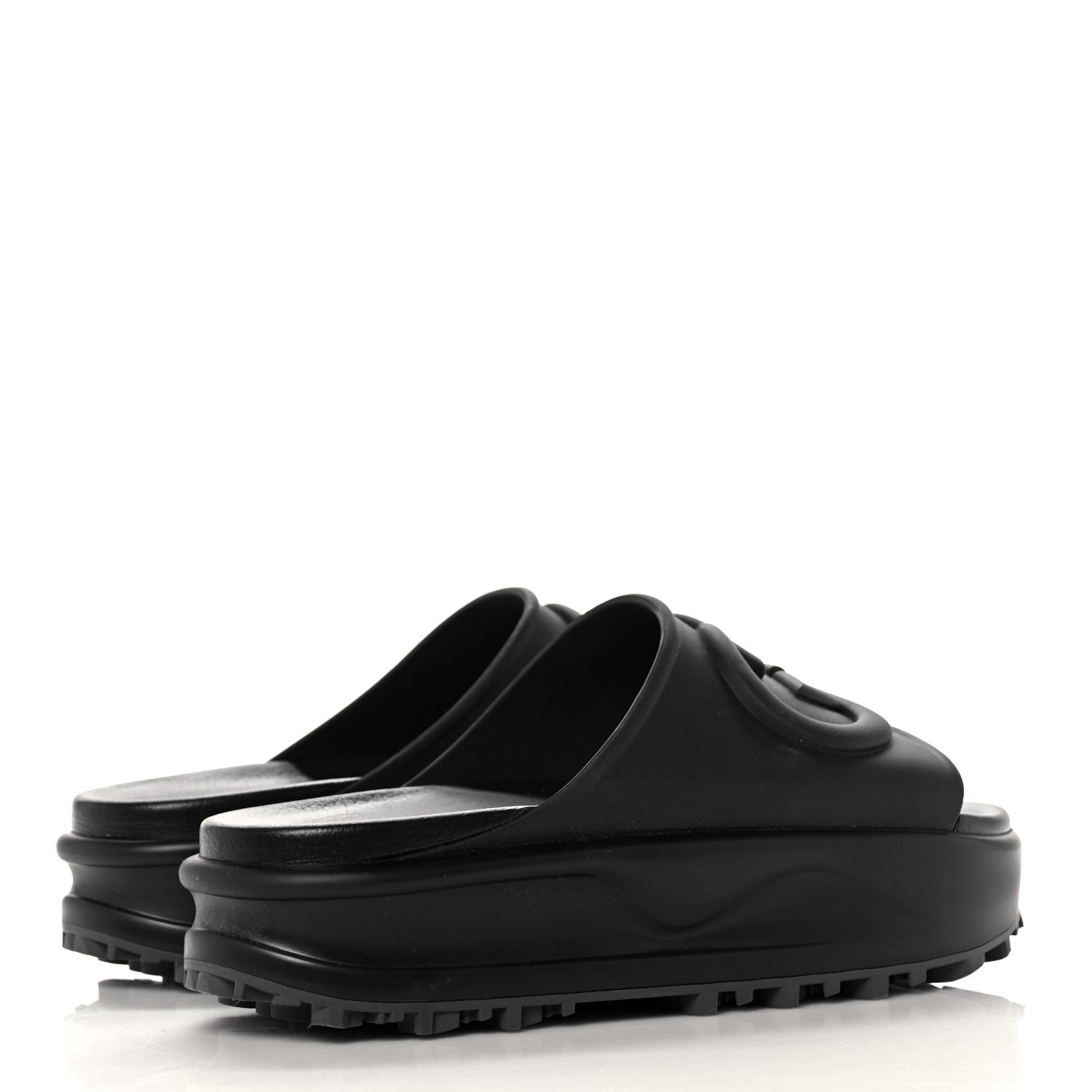 Gucci Soft Rubber Womens Interlocking G Platform 42mm Slide Sandals 41 Black 4 of 9