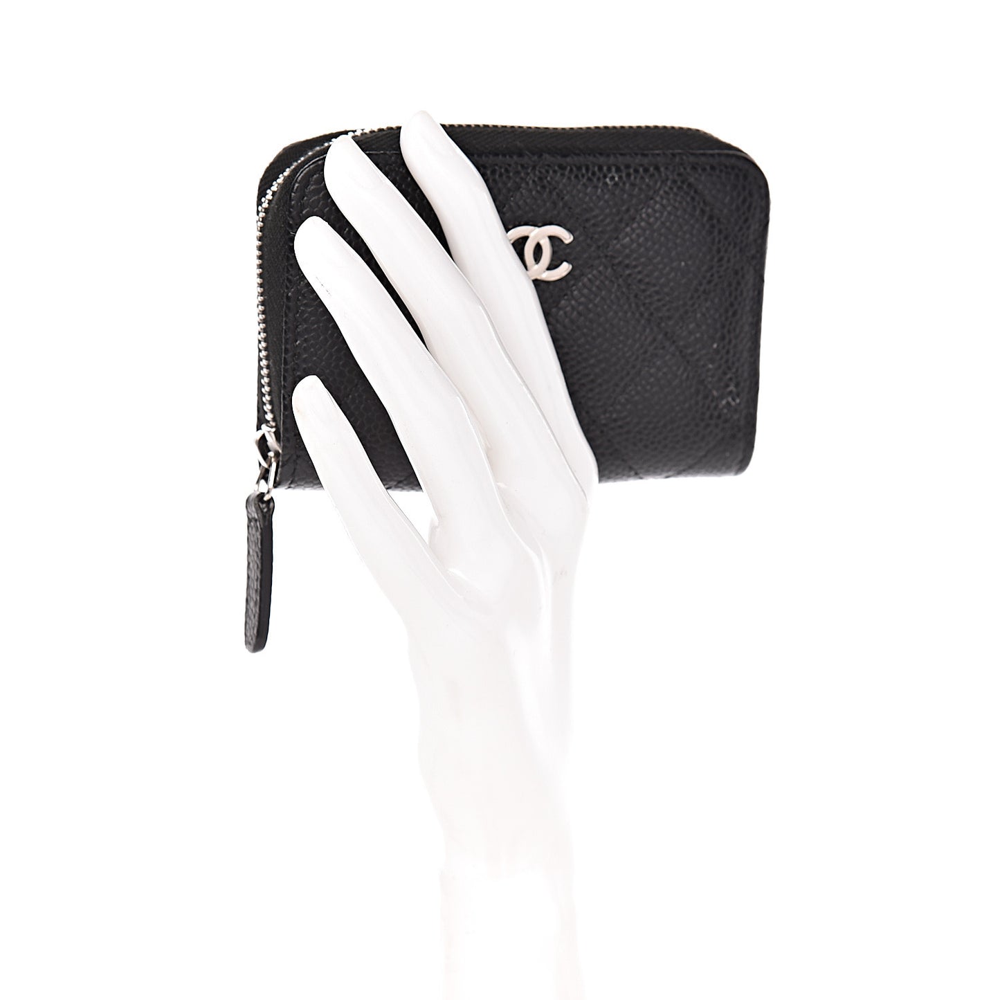 Caviar Quilted Zip Coin Purse Black