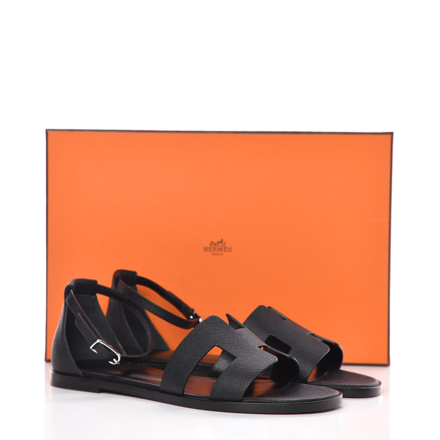 Hermes Epsom Santorini Sandals 37 Black 9 of 9