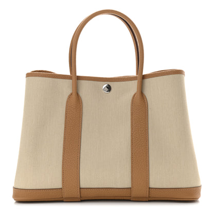 Hermes Toile Militaire Vache Country Garden Party 30 TPM Tote Beton Biscuit 1 of 11