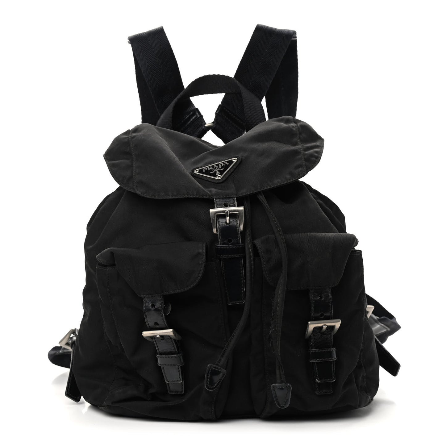 Nylon Vela Double Buckle Backpack Black
