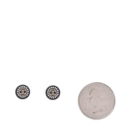 Chanel Resin Crystal CC Earrings Black 2 of 5