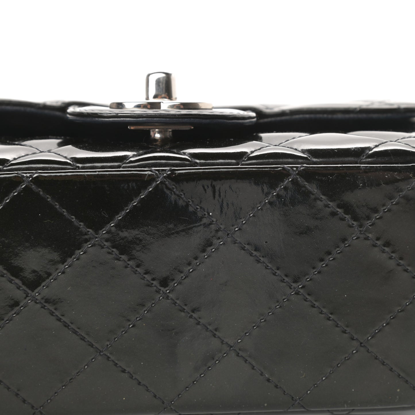 Patent Calfskin Sparkle Quilted Mini Square Flap Black