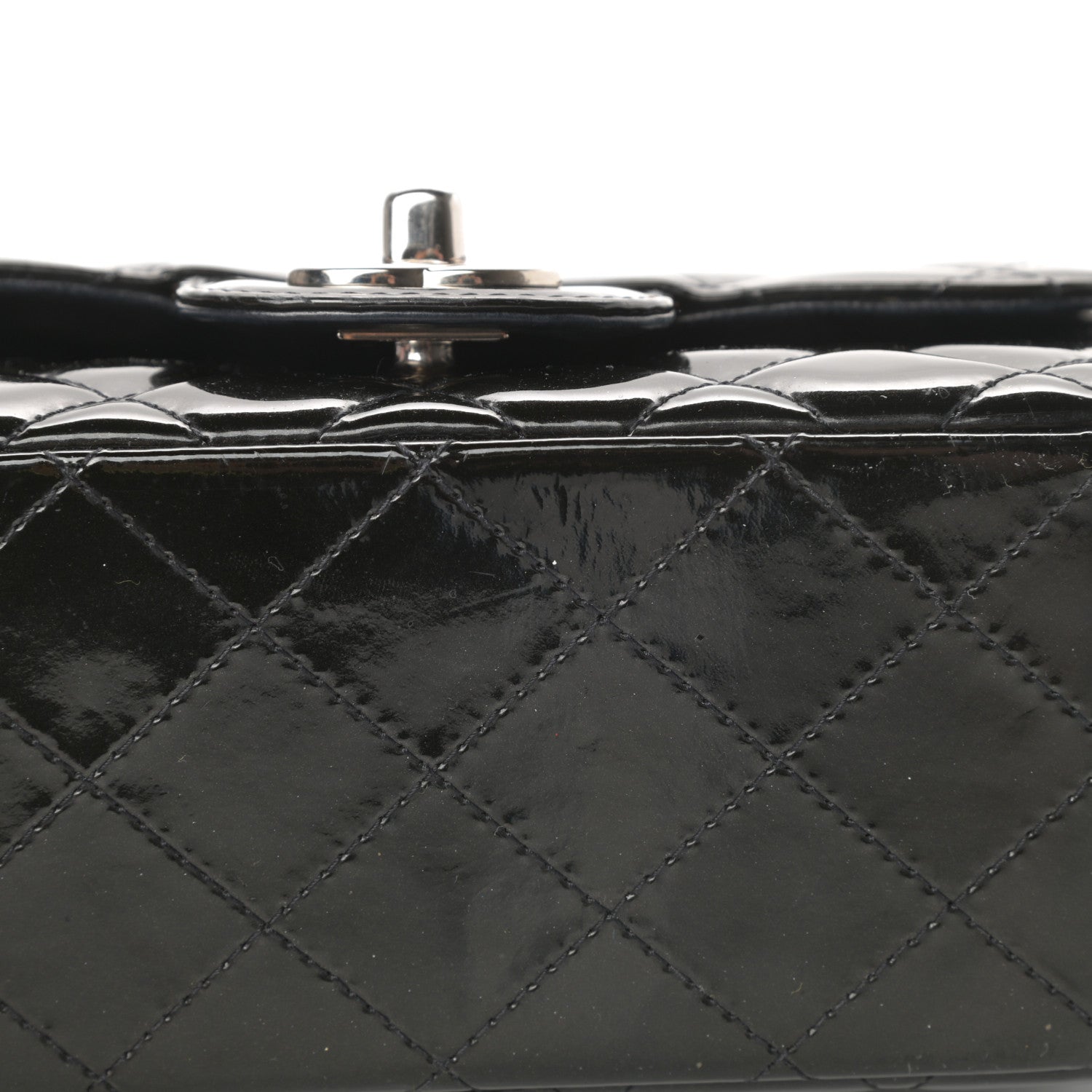 Chanel Patent Calfskin Sparkle Quilted Mini Square Flap Black 14 of 14