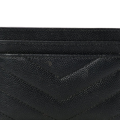 Saint Laurent Grain De Poudre Matelasse Chevron Monogram Credit Card Case Black 13 of 13