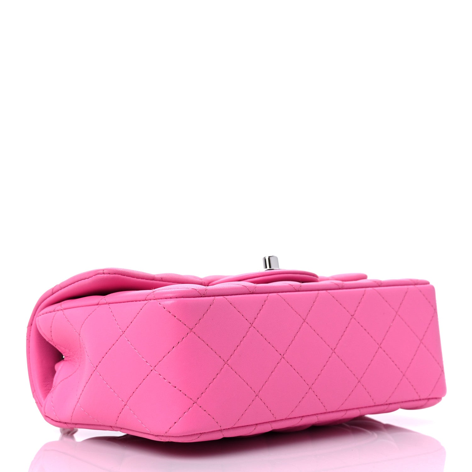 Chanel Lambskin Quilted Mini Rectangular Flap Neon Pink 4 of 10