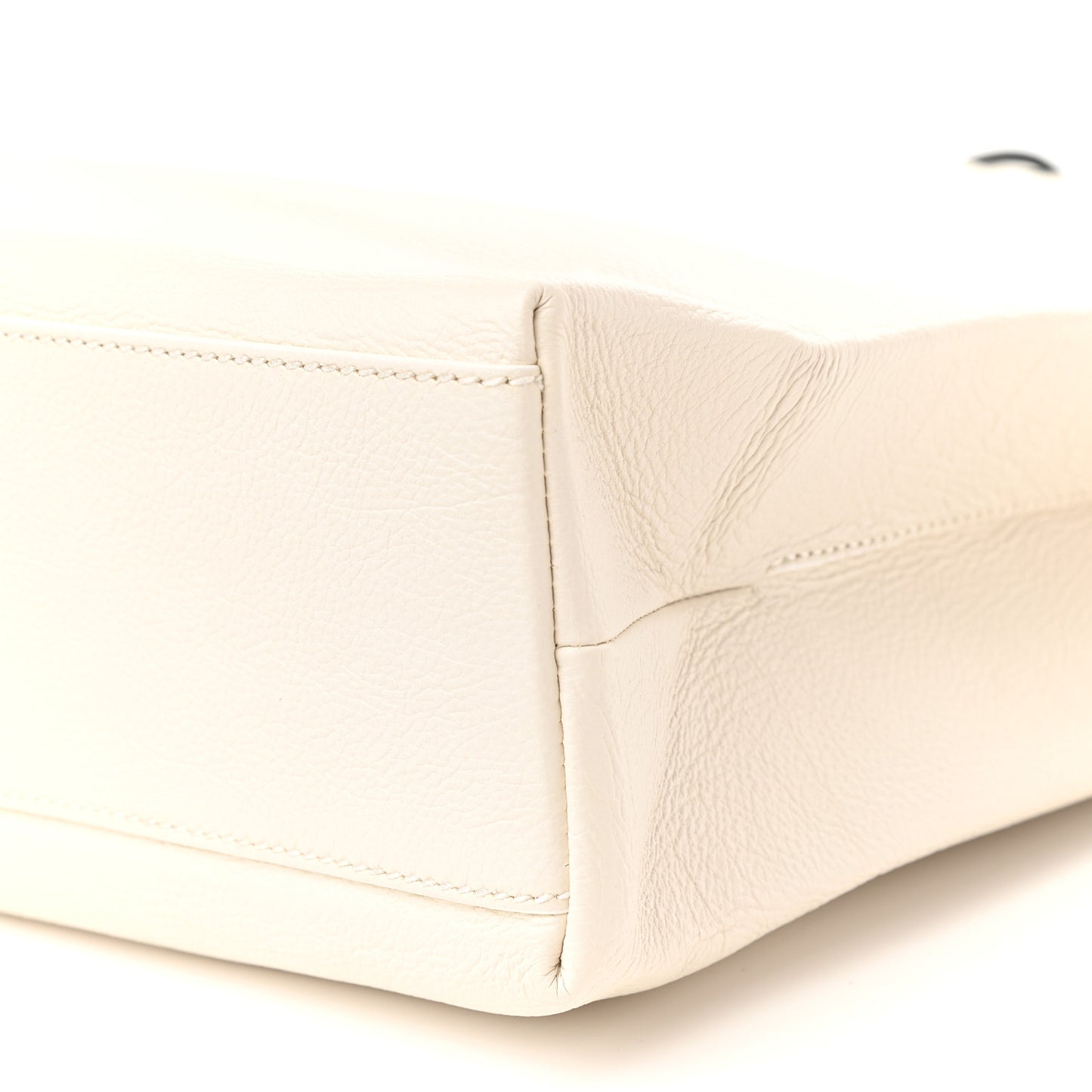 Calfskin Medium Logo North South Shopping Tote White