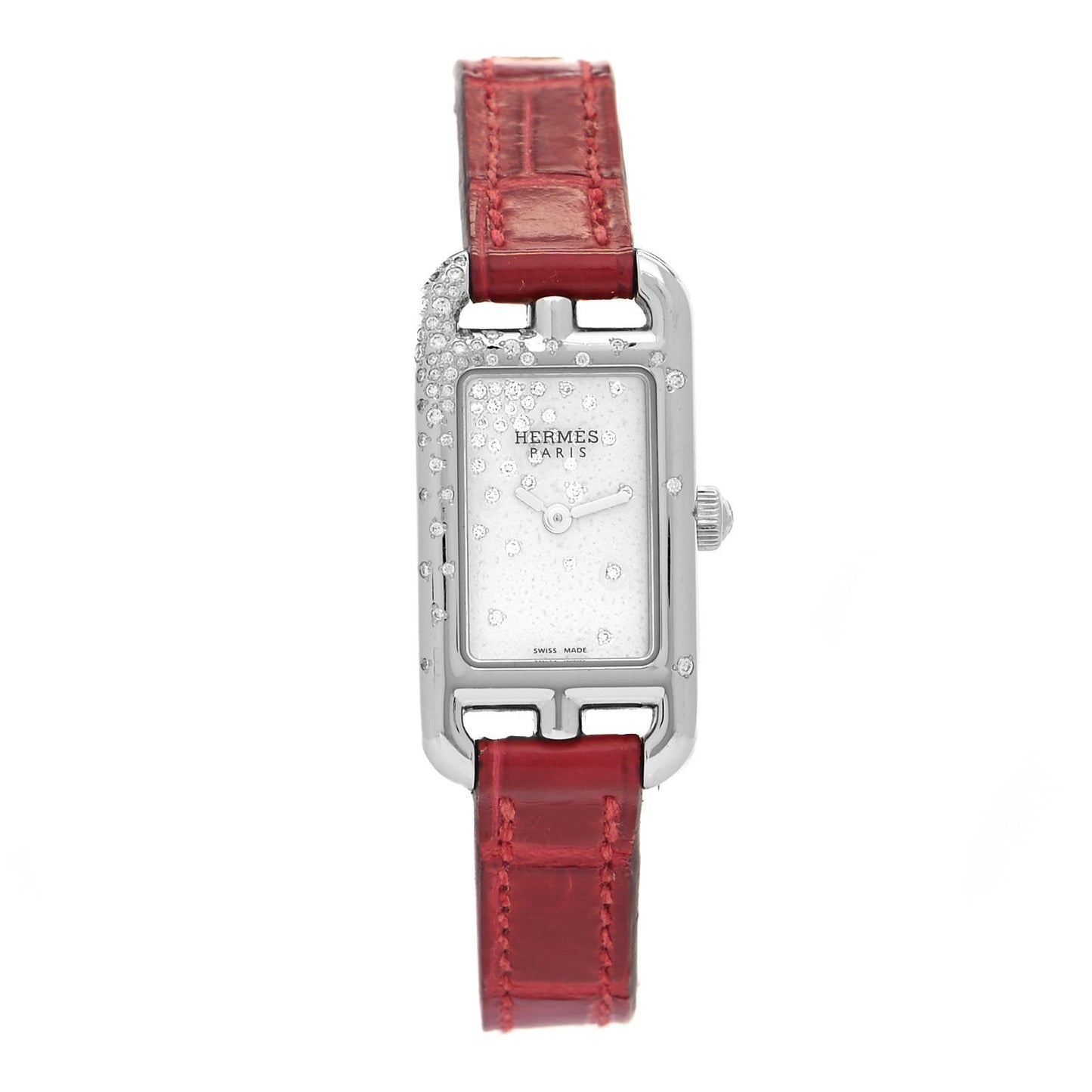 Stainless Steel Alligator Diamond 17mm Nantucket Jete De Diamants Quartz Watch Braise