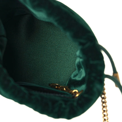 Gucci Velvet Matelasse Mini GG Marmont 2.0 Bucket Bag Dark Green 9 of 12