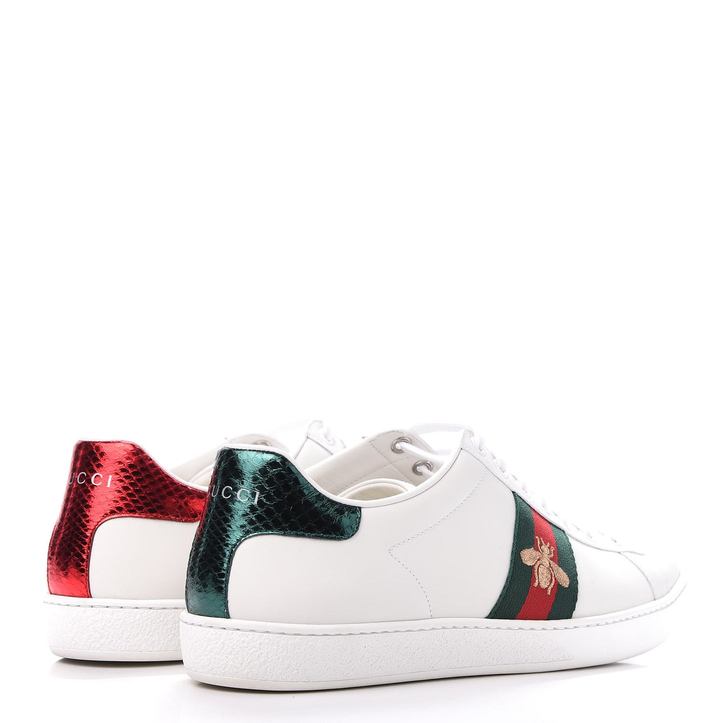 Calfskin Ayers Web Bee Embroidered Ace Sneakers 40 White