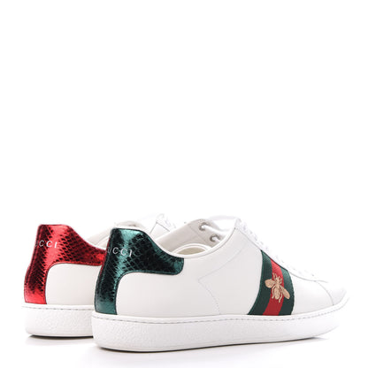 Gucci Calfskin Ayers Web Bee Embroidered Ace Sneakers 40 White 4 of 11