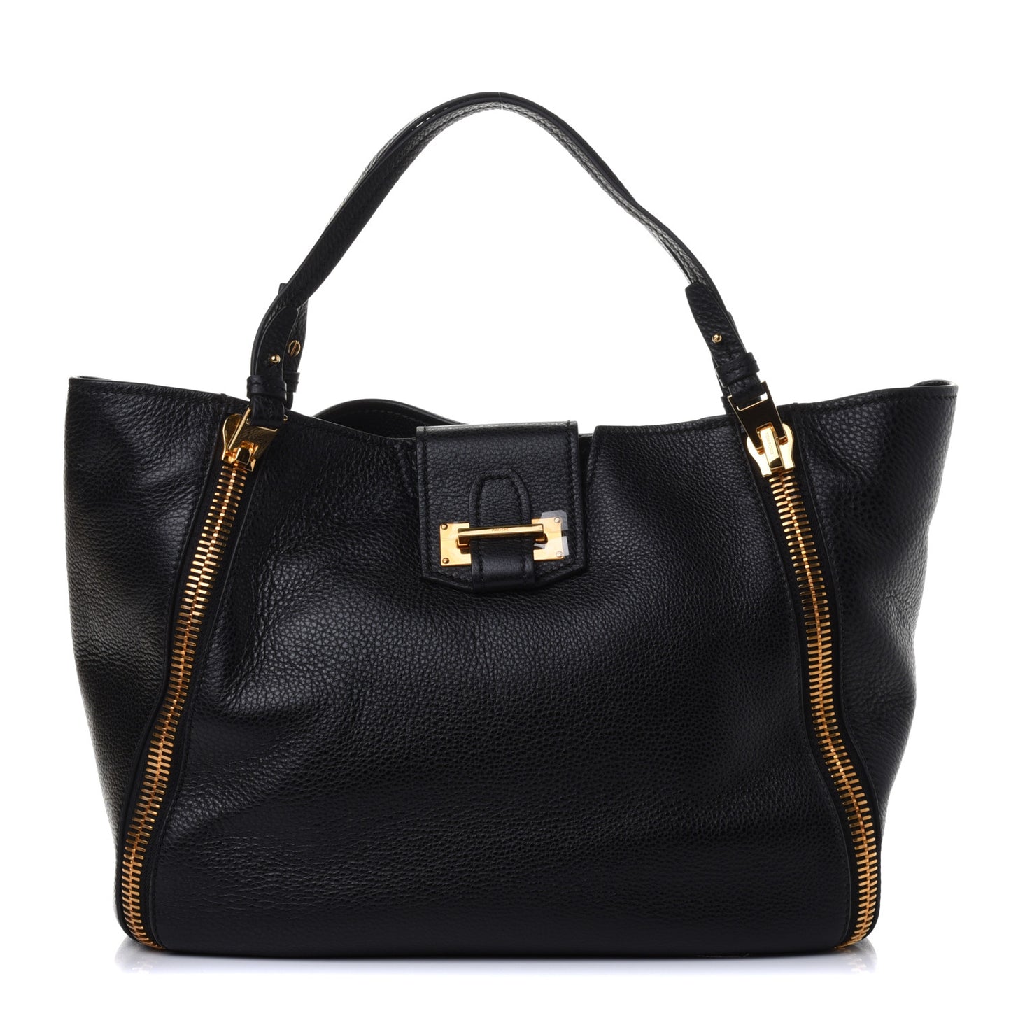 Grained Calfskin Sedgwick Medium Zipper Tote Black
