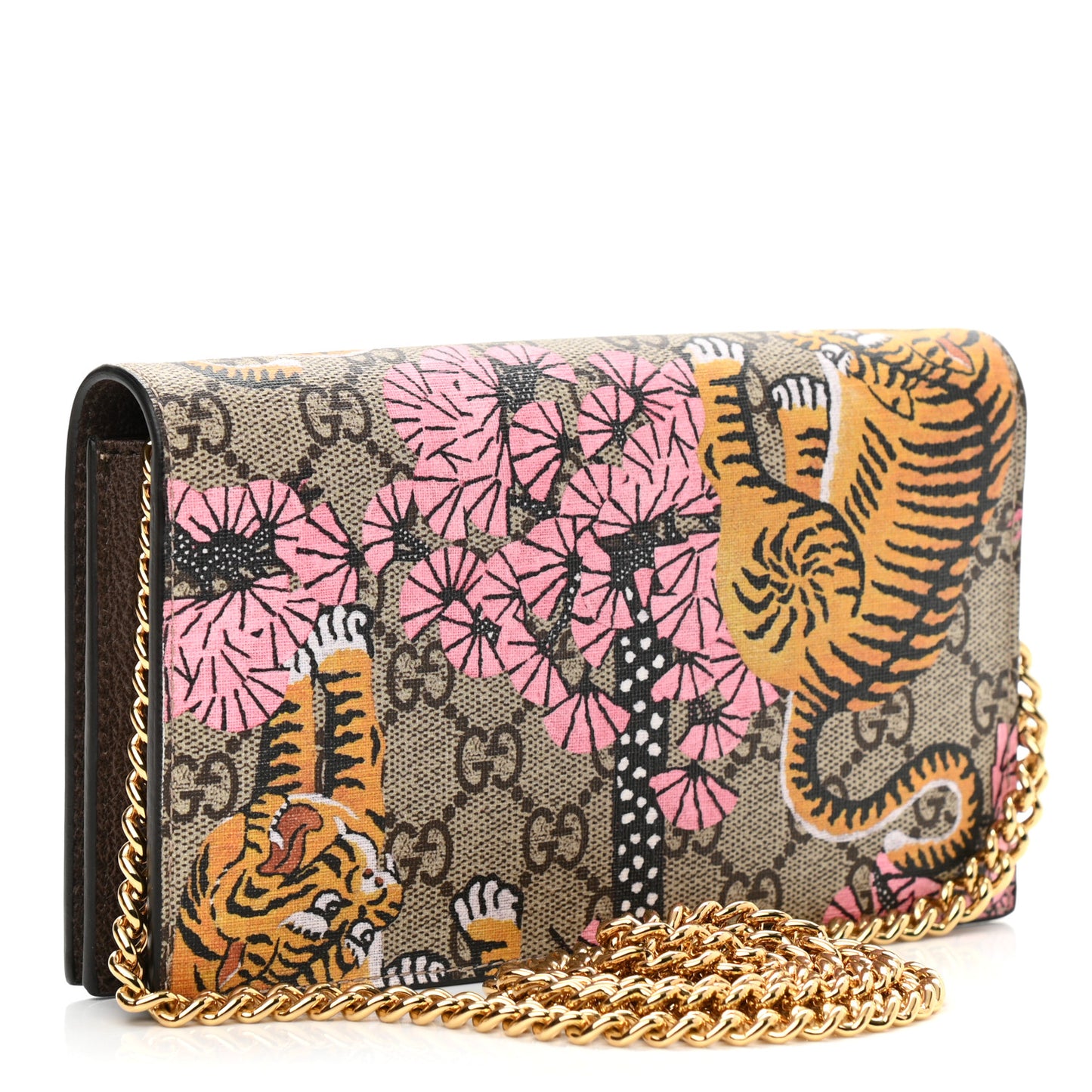 GG Supreme Monogram Bengal Chain Wallet Beige Pink