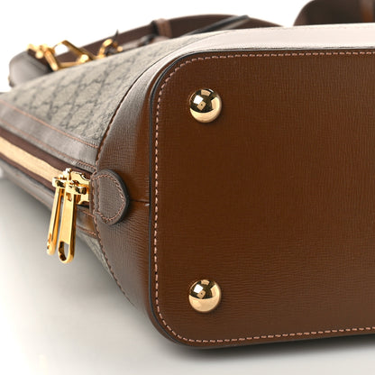 Gucci GG Supreme Monogram Azalea Calfskin Horsebit 1955 Duffle Bag Beige Ebony Brown Sugar 8 of 9