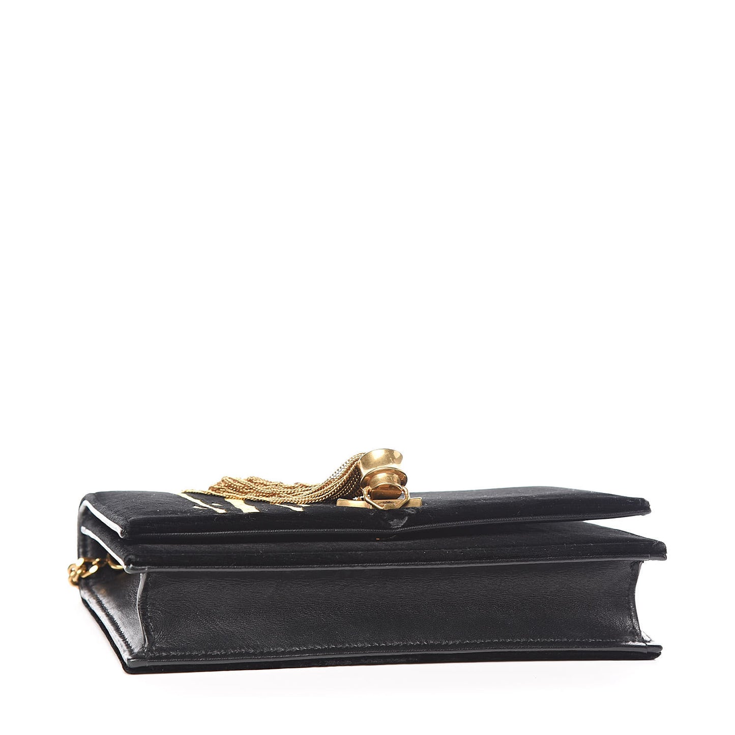 Velvet Embroidered Bamboo Monogram Kate Chain Wallet Black