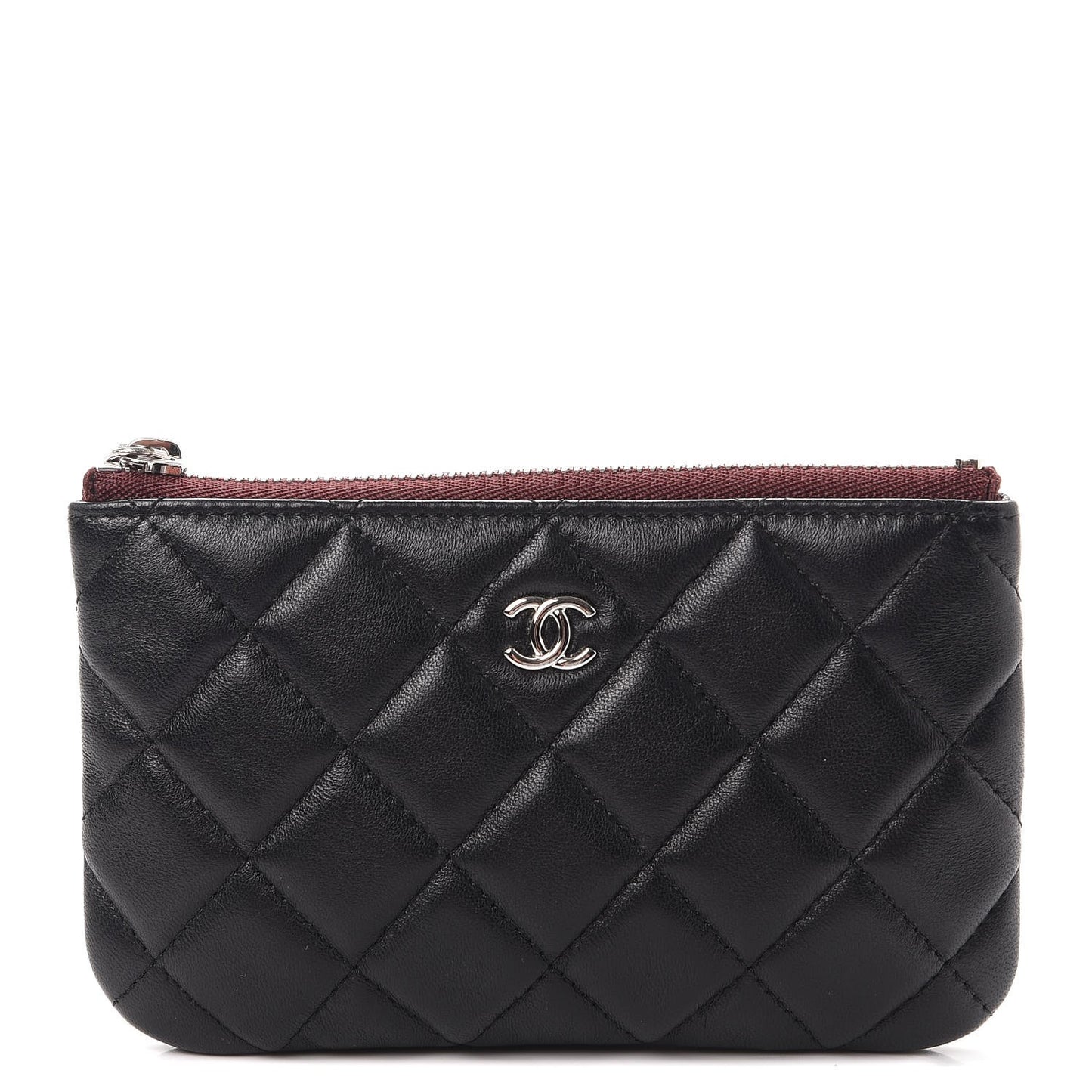 Lambskin Quilted Small Cosmetic Case Black