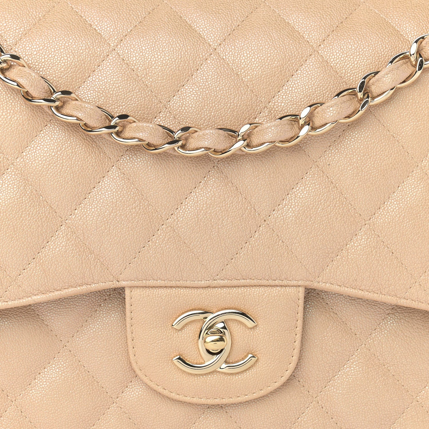Chanel Iridescent Caviar Quilted Jumbo Double Flap Beige 8 of 14