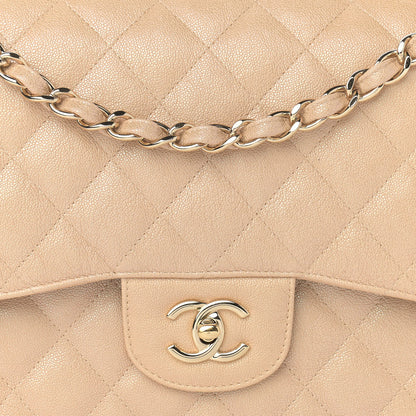 Chanel Iridescent Caviar Quilted Jumbo Double Flap Beige 8 of 14