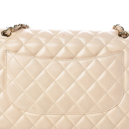 Chanel Lambskin Quilted Jumbo Double Flap Light Beige 12 of 21