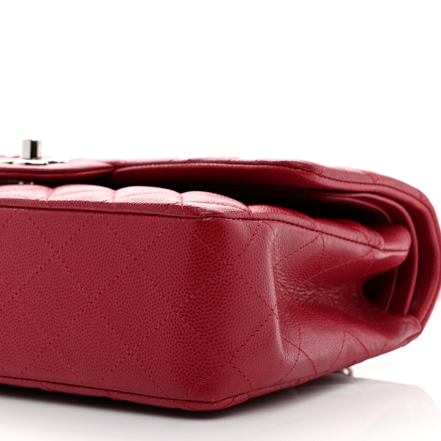 Caviar Quilted Medium Double Flap Dark Red
