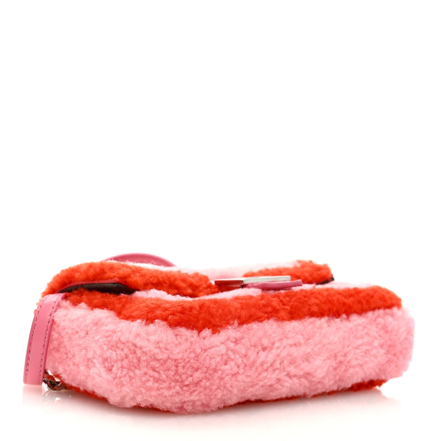 Shearling Shiny Nappa Micro Baguette Bubblegum Rosso