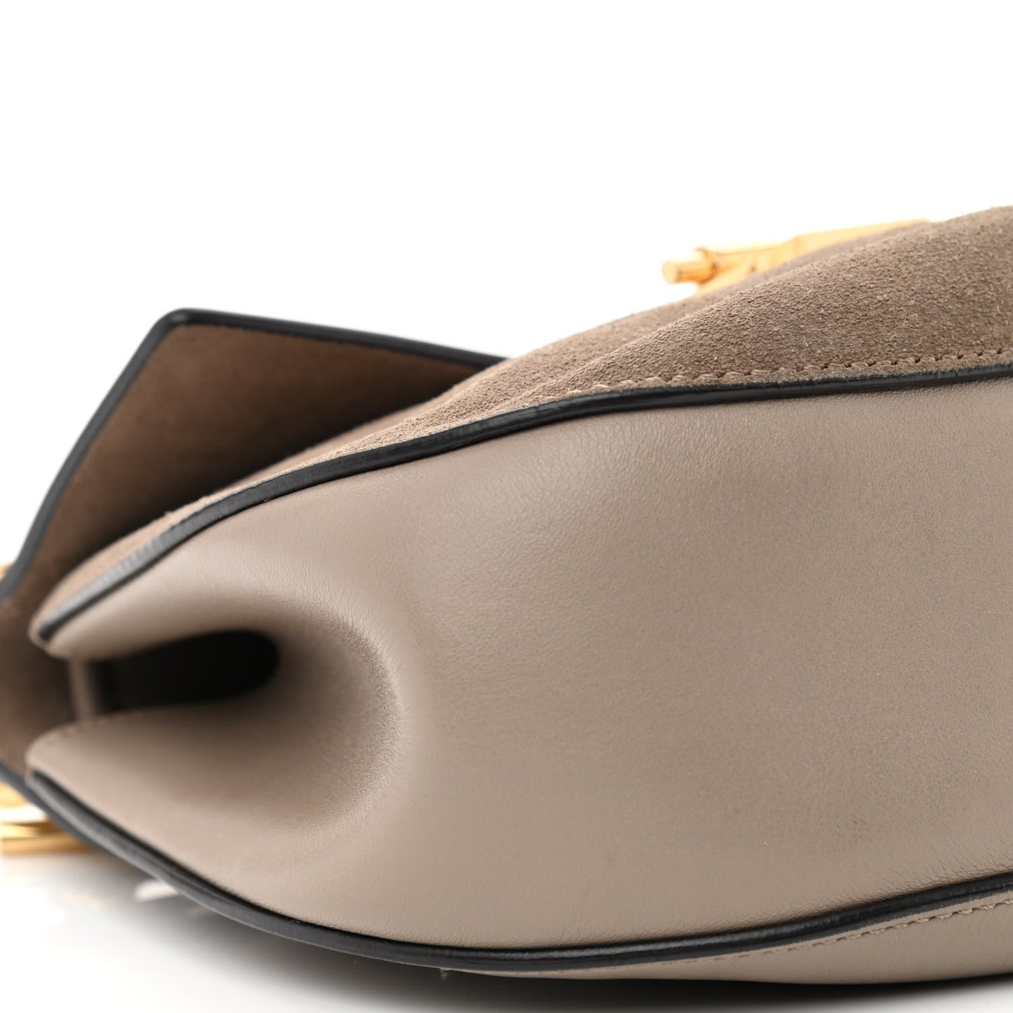 Suede Smooth Calfskin Drew Shoulder Bag Motty Grey