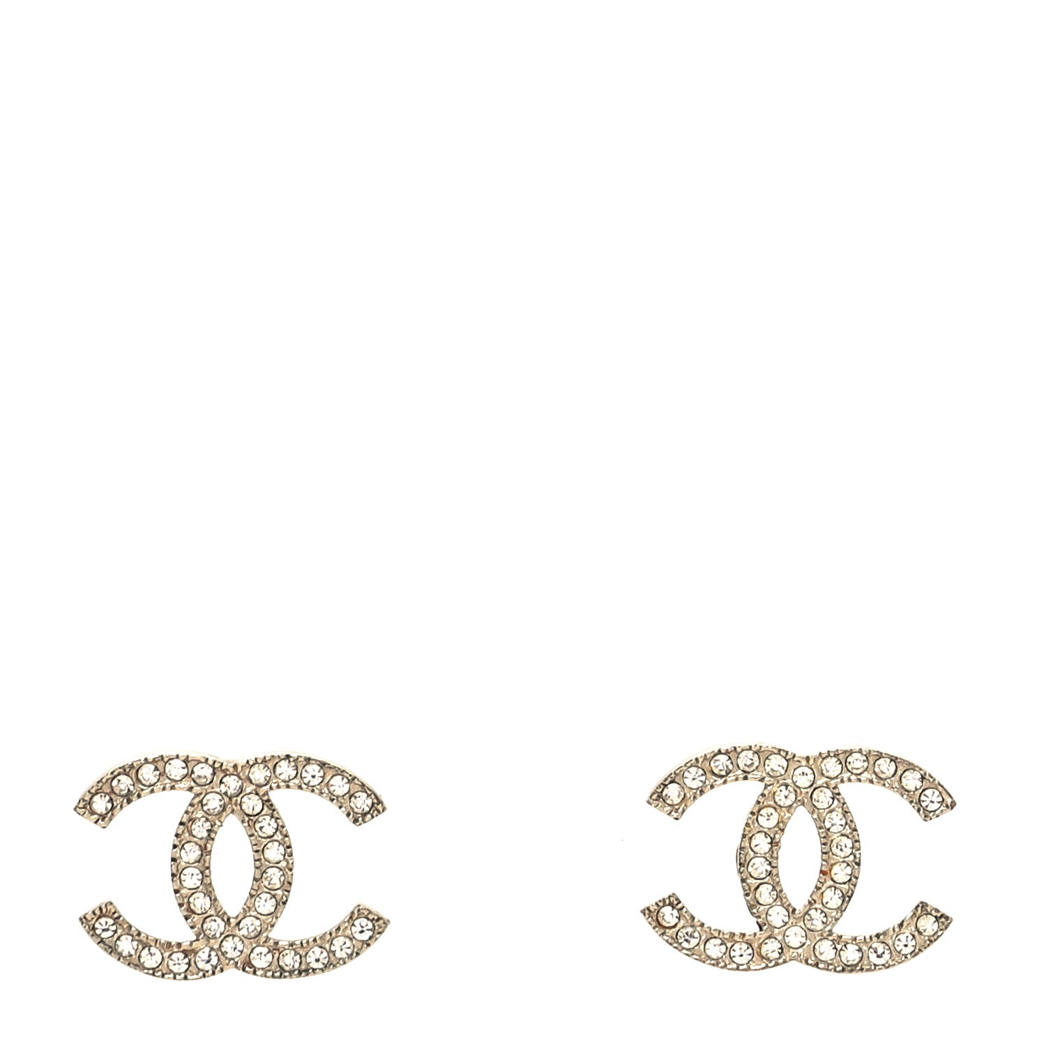 Chanel Crystal CC Earrings Gold 1 of 4