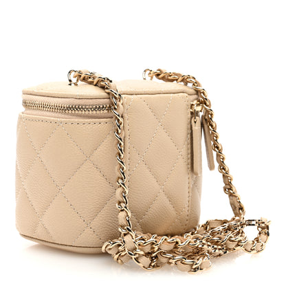 Chanel Caviar Quilted Tiny CC Mini Vanity Case With Chain Light Beige 3 of 12