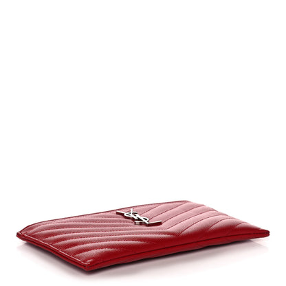 Saint Laurent Grain De Poudre Chevron Monogram Bill Pouch Rouge Eros 4 of 11