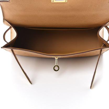 Hermes Ostrich Kelly Pochette Tabac Camel 5 of 10