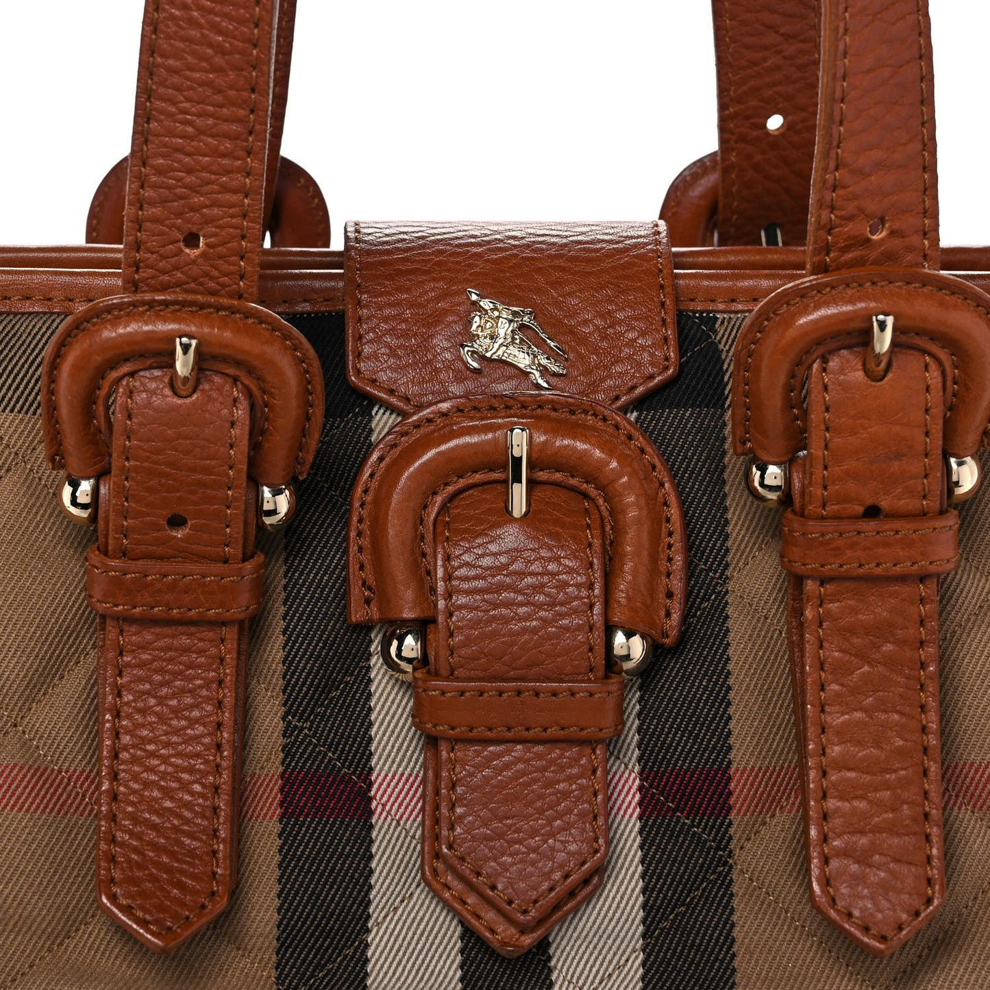 Canvas Quilted Nova Check Tote Brown