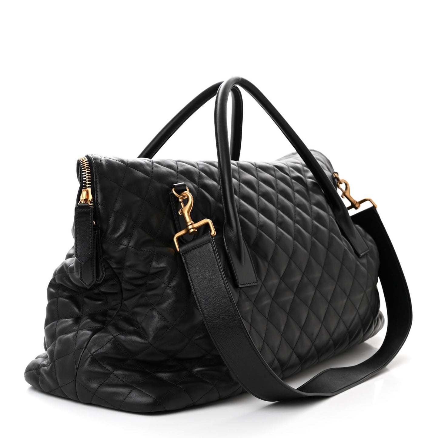 Calfskin Quilted ES Giant Travel Bag Black