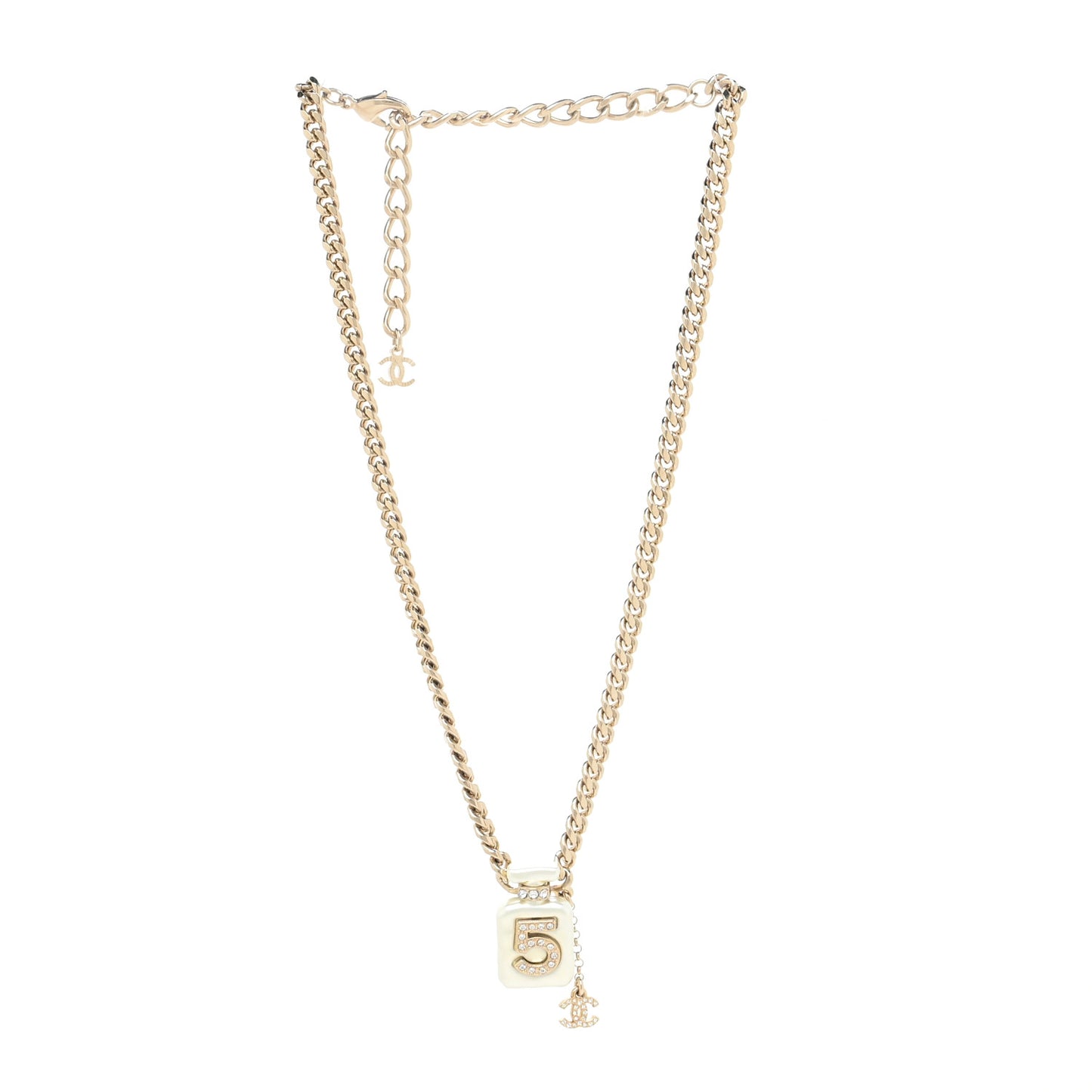 Resin Crystal CC No 5 Perfume Bottle Necklace