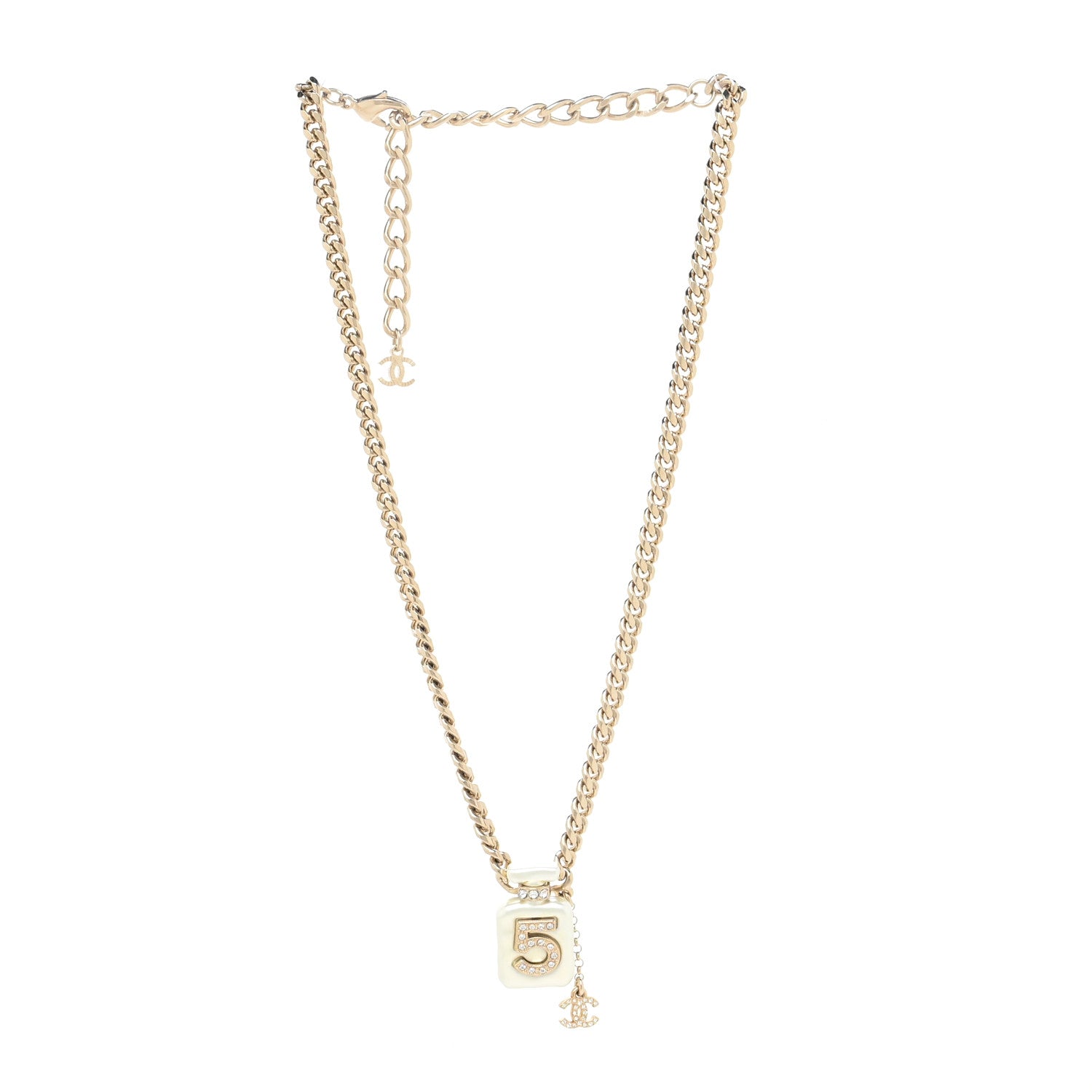 Chanel Resin Crystal CC No 5 Perfume Bottle Necklace 2 of 3