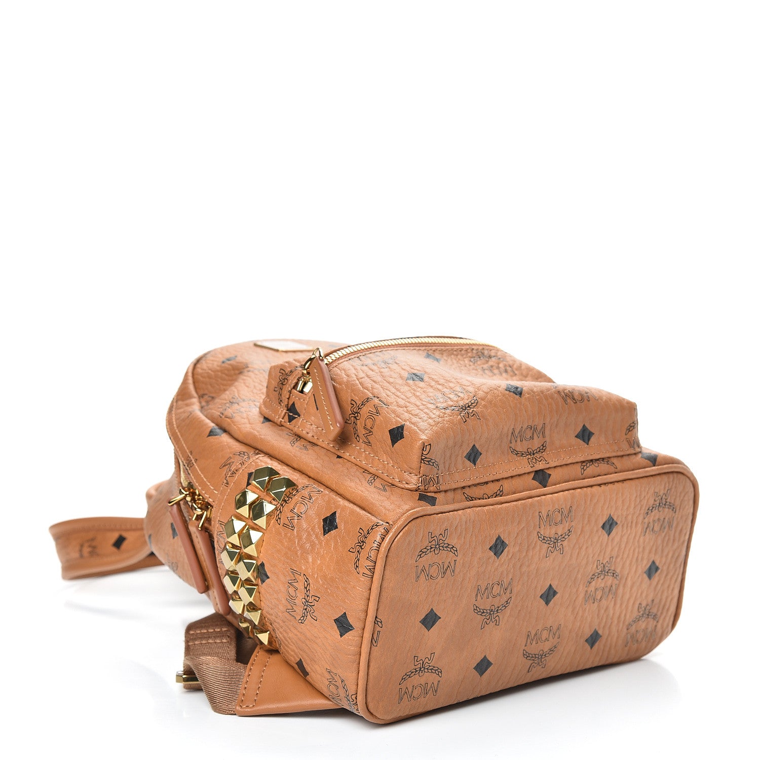 MCM Visetos Side Stud Mini Stark Backpack Cognac 3 of 11