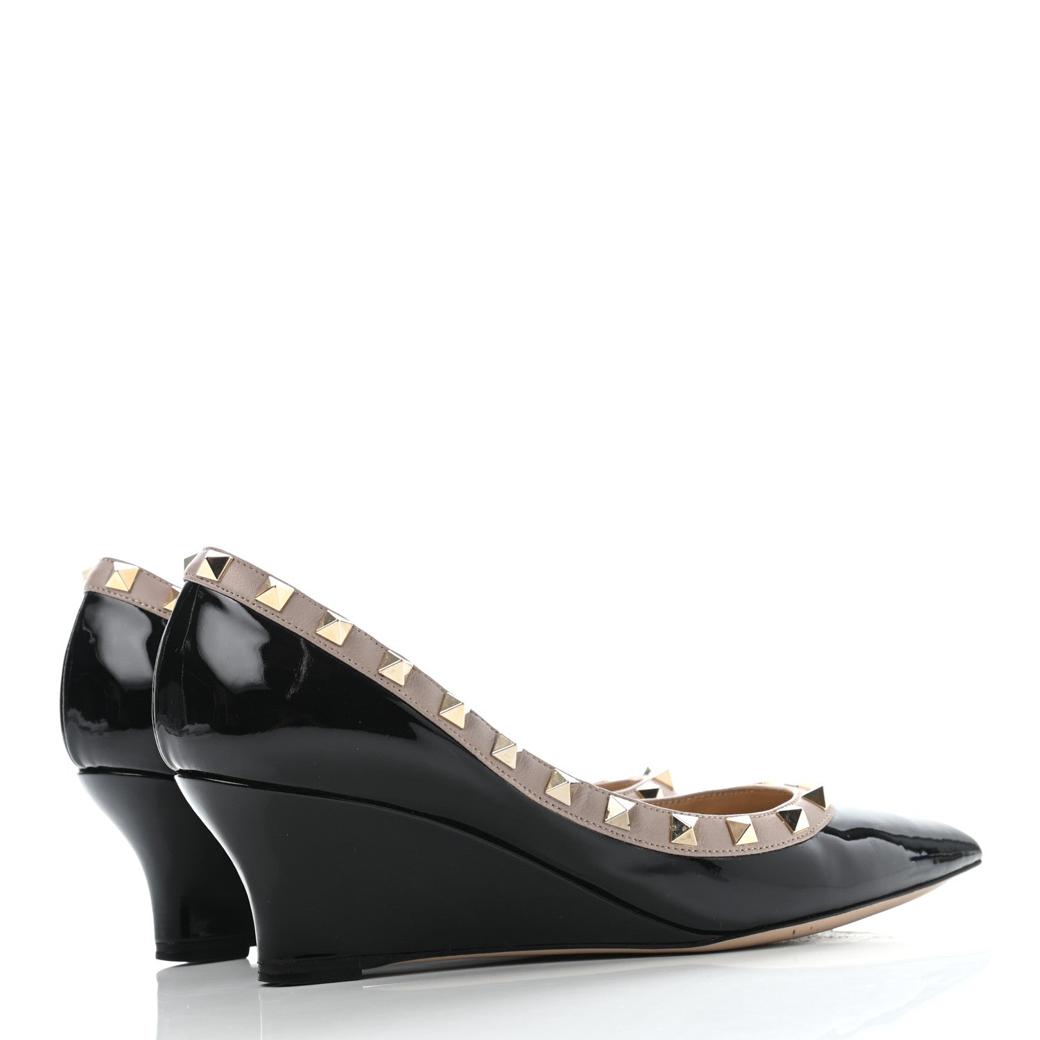 Valentino Garavani Patent Rockstud 70mm Wedges 37 Black Poudre 4 of 13