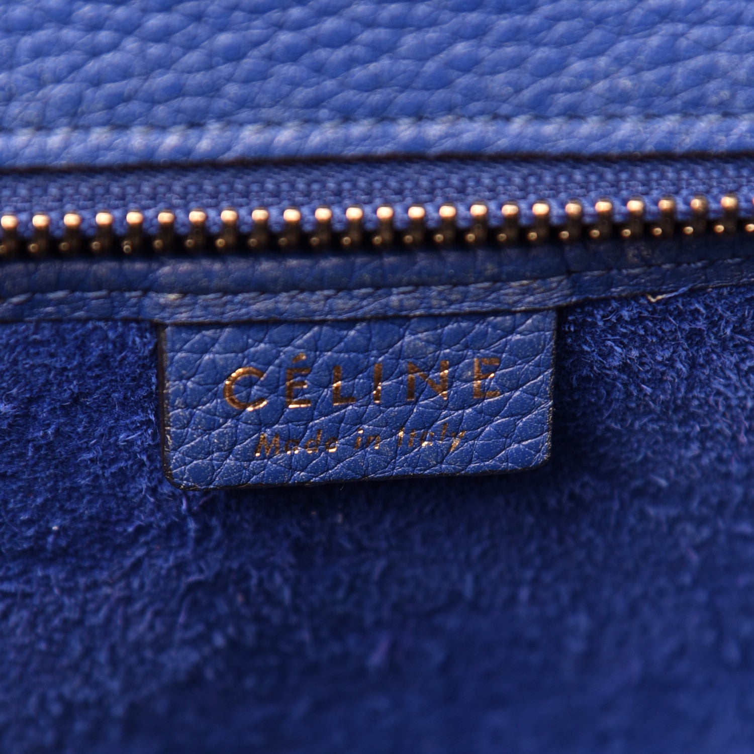 Celine Drummed Calfskin Nano Luggage Indigo 6 of 9