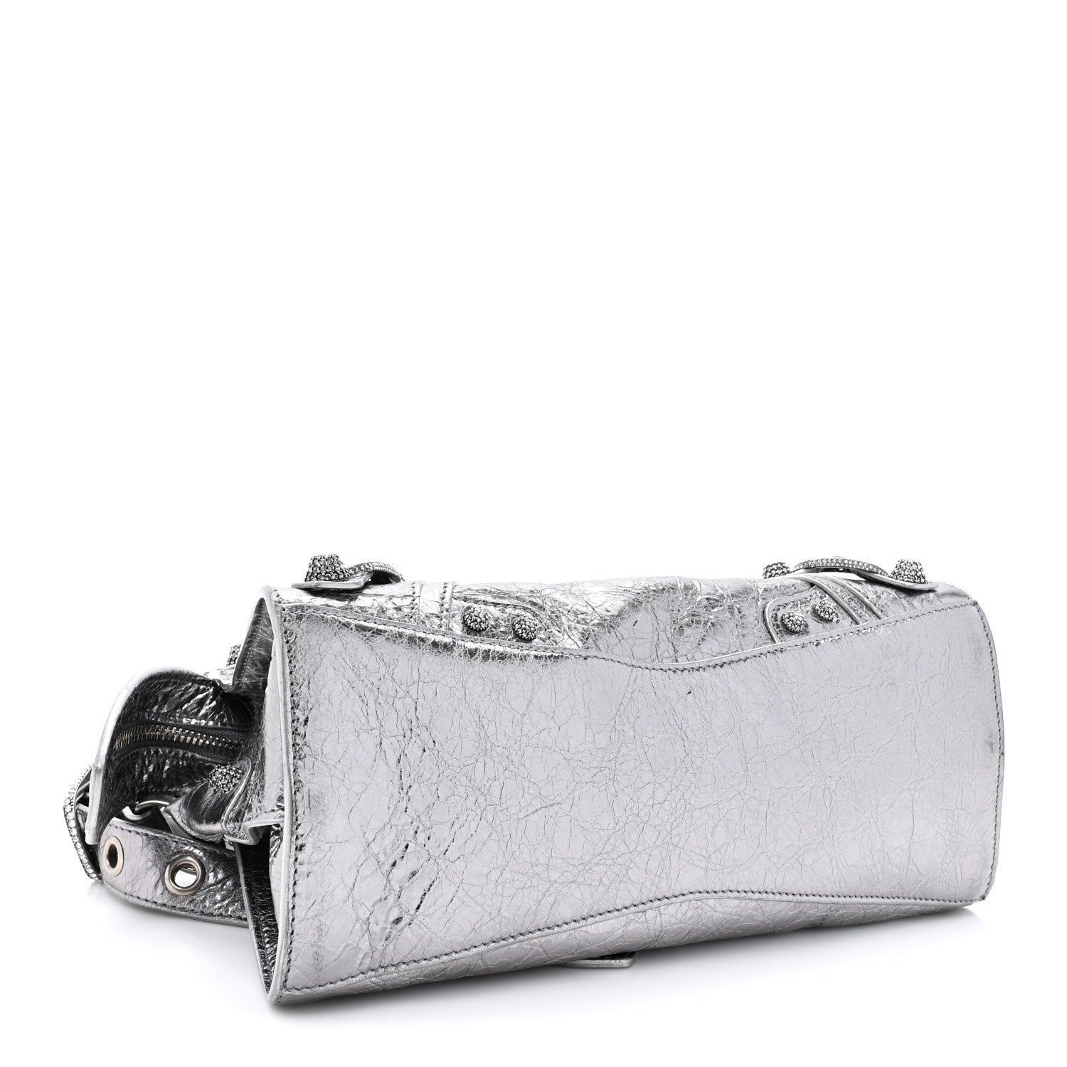 Balenciaga Agneau Arena Crystal Neo Cagole Handbag XS Silver 4 of 12