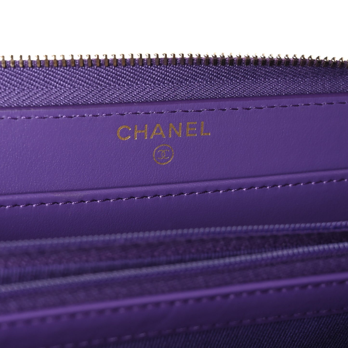 Caviar Quilted Large Gusset Zip Around Wallet Purple