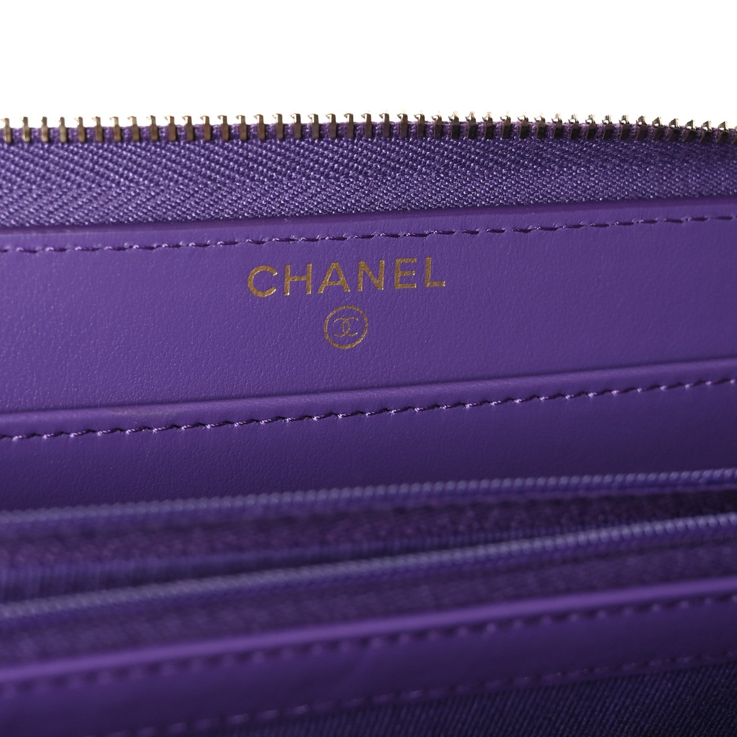 Chanel Caviar Quilted Large Gusset Zip Around Wallet Purple 6 of 9