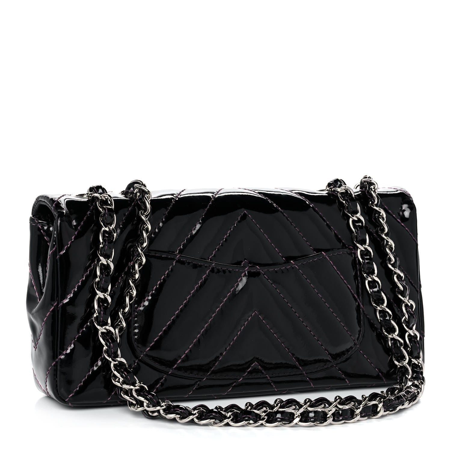 Chanel Patent Calfskin Chevron Quilted East West Flap 3 of 11