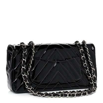 Chanel Patent Calfskin Chevron Quilted East West Flap 3 of 11