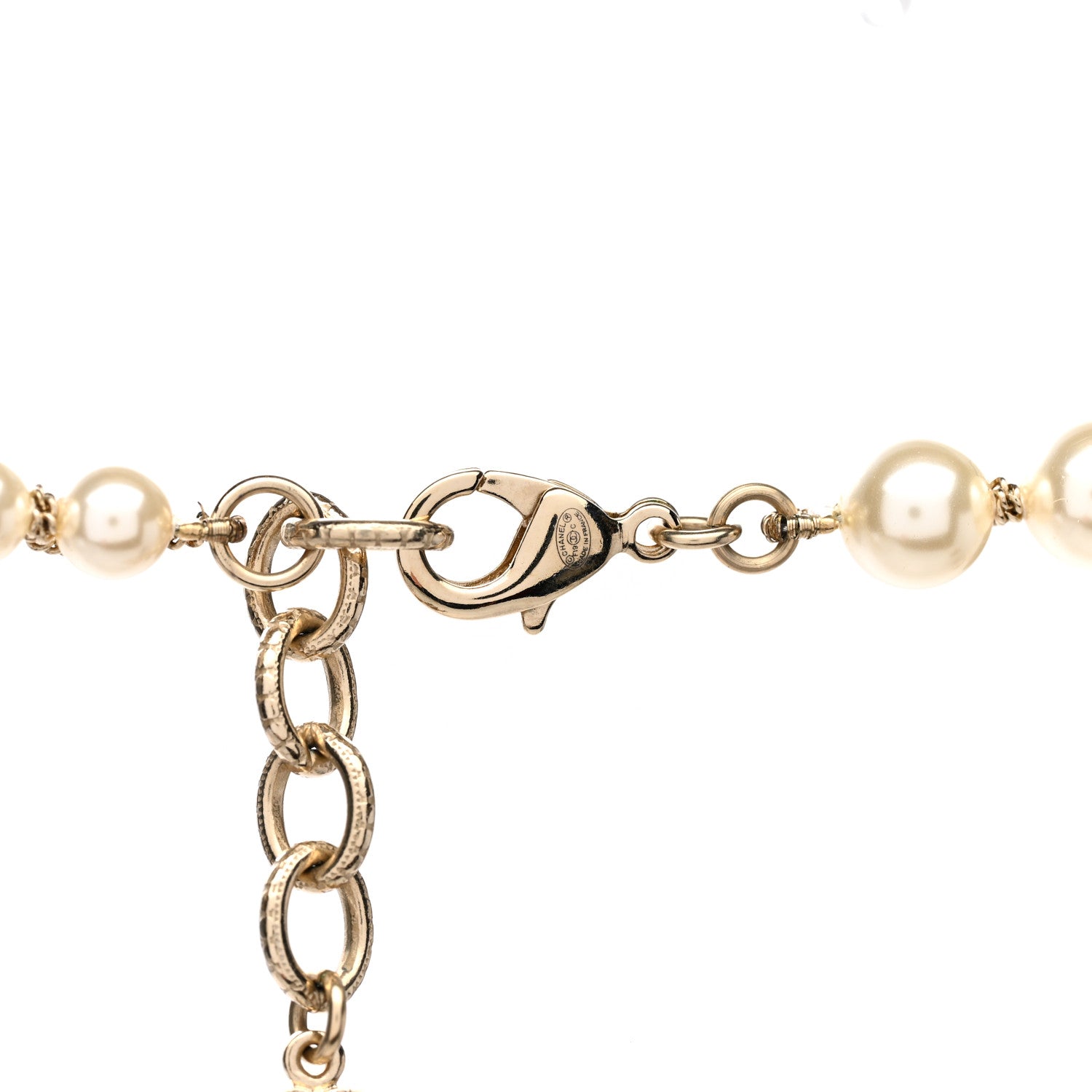 Chanel Crystal Pearl CC Chain Long Necklace Gold 5 of 6