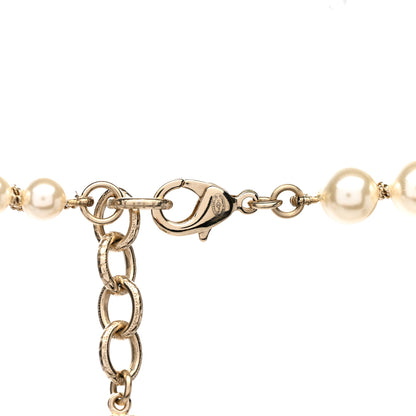 Chanel Crystal Pearl CC Chain Long Necklace Gold 5 of 6
