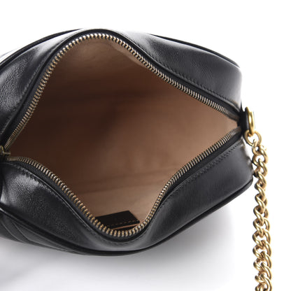 Gucci Calfskin Matelasse Small GG Marmont Chain Shoulder Bag Black 5 of 10