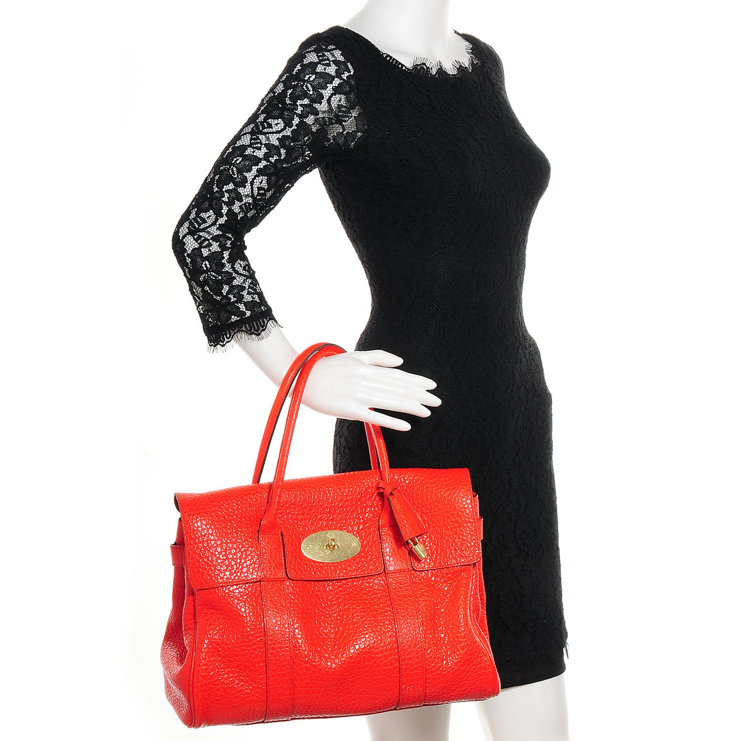 Mulberry Shiny Grain Bayswater Satchel Flame 2 of 9