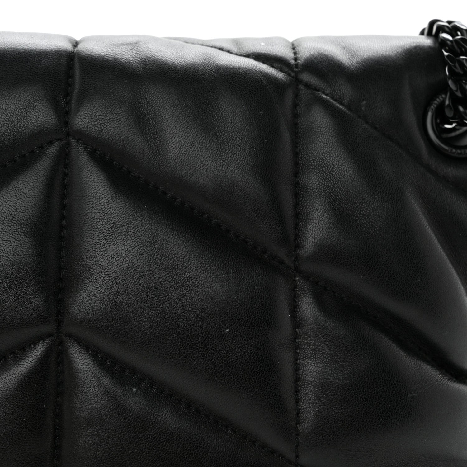 Saint Laurent Lambskin Quilted Monogram Monochrome Medium Loulou Puffer Chain Satchel Black 15 of 17